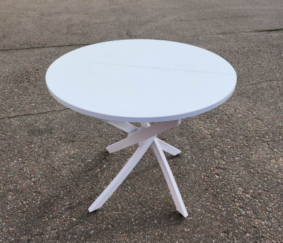 Стол обеденный раздвижной пластик Арчи-2 0.9 (Белый матовый 016/Опоры белые)